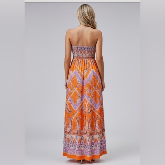 Floral & Paisley Print Shirred Hem Tube Dress - Picture 2 of 7